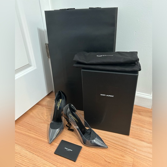 YSL Yves Saint Laurent heels Opyum 110 clear transparent pumps with gift bag - Picture 6 of 6